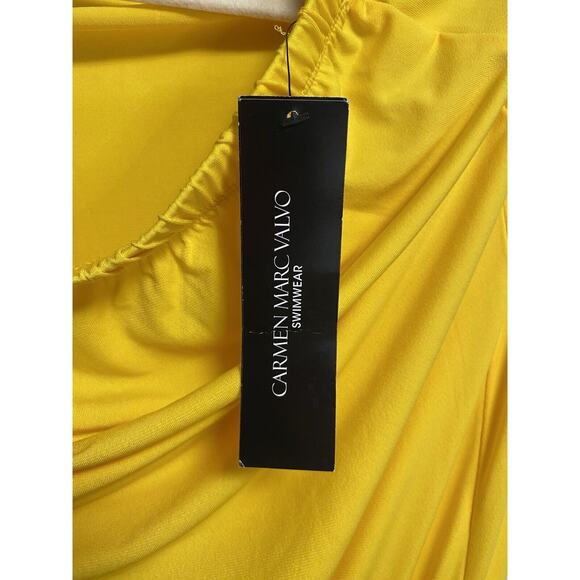 New‎ Carmen Marc Valvo Swimwear Coverup Saffron Cruise Jumper Yellow Size Large - Picture 4 of 6